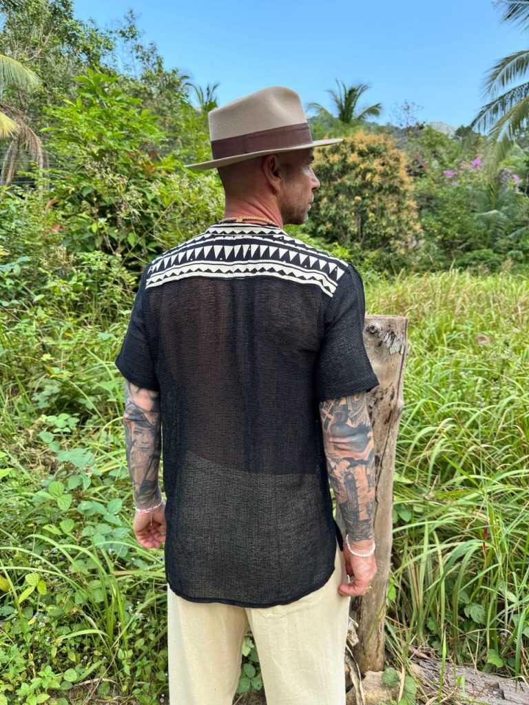 Breathable net fabric made it from cotton with native pattern